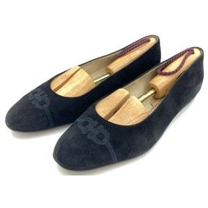 Salvatore Ferragamo Black Velvet Gancini Logo Loafers Shoes 9 B DP52499 C19